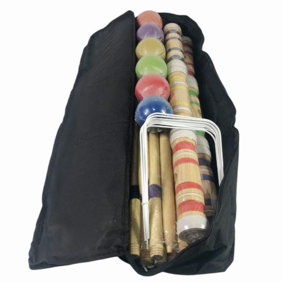 New *Croquet Game Outdoor Set (6 Mallots/6 Balls/9 Wickets) w/ Bag - Family Fun! - Picture 6 of 7